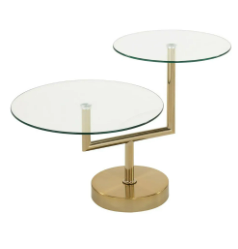 [FUR-Dan-06175] Kadita End Table - Satin Brass / Clear Glass