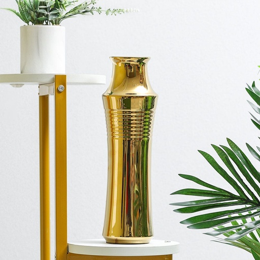 [HOM-Dan-00629] SS22 Cellena Stripe Vase Gold 10.5x34CM