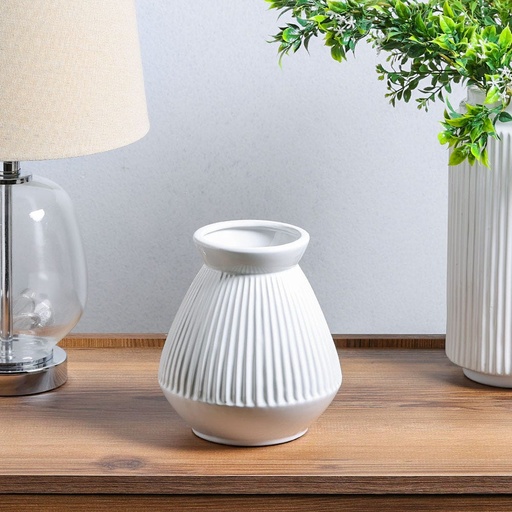 [HOM-Dan-00637] SS22 Cellena Stripe Vase White 18x20CM