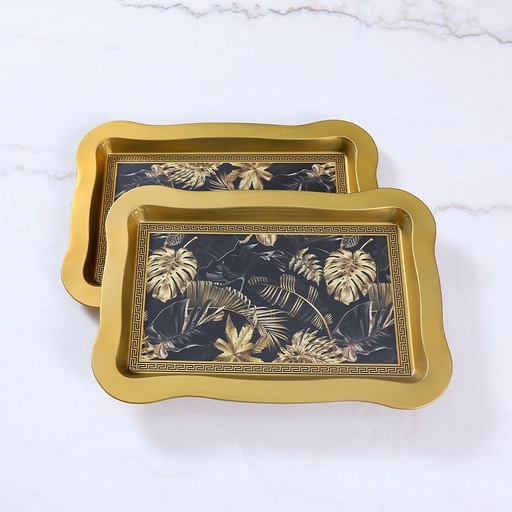 [HOM-Dan-00858] MONSTERA WAVED SERVING TRAY 2 PCS SET