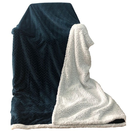 [HOM-Dan-00926] Solid Jacquard Flanel Plush Reverse Sherpa Blanket