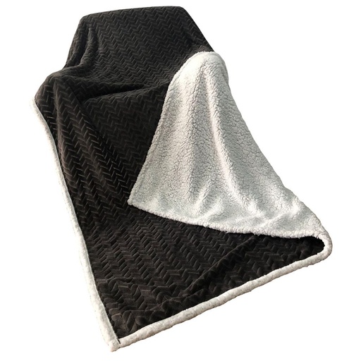 [HOM-Dan-00927] Solid Jacquard Flanel Plush Reverse Sherpa Blanket