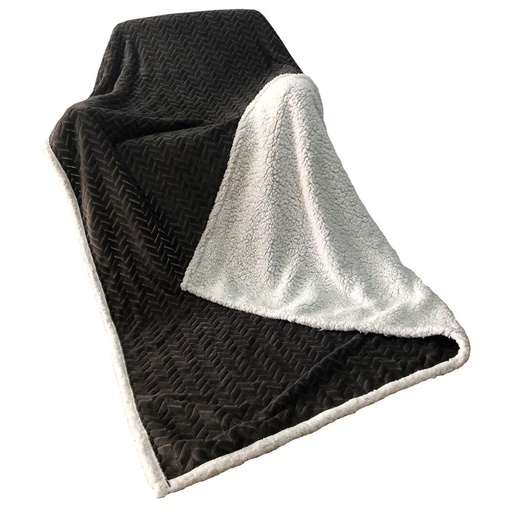 [HOM-Dan-00928] Solid Jacquard Flanel Plush Reverse Sherpa Blanket