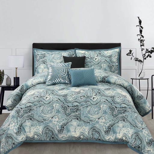 [HOM-Dan-00969] Arianna_Gudenus Super King Sor7 Print Comforter Set Multi_Blue