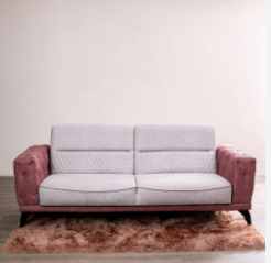 [SOF-Dan-06143] Mistral 3 Seater Fabric Sofa - Cranberry / Gre